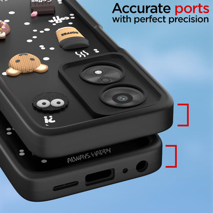 Pikkme Oppo A78 5G Cute Fun Cartoon 3D Bear Coffee Back Cover (Black)