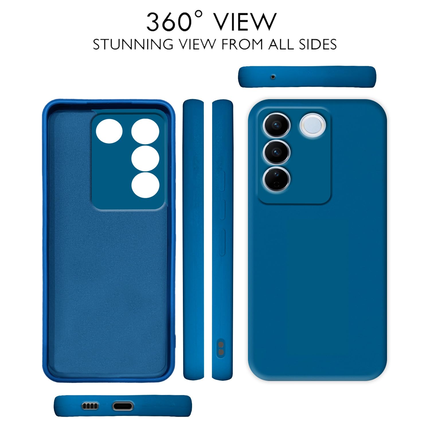 Pikkme Vivo V27 / V27 Pro 5G Soft Silicone Case with Camera Bumper Protection | Blue