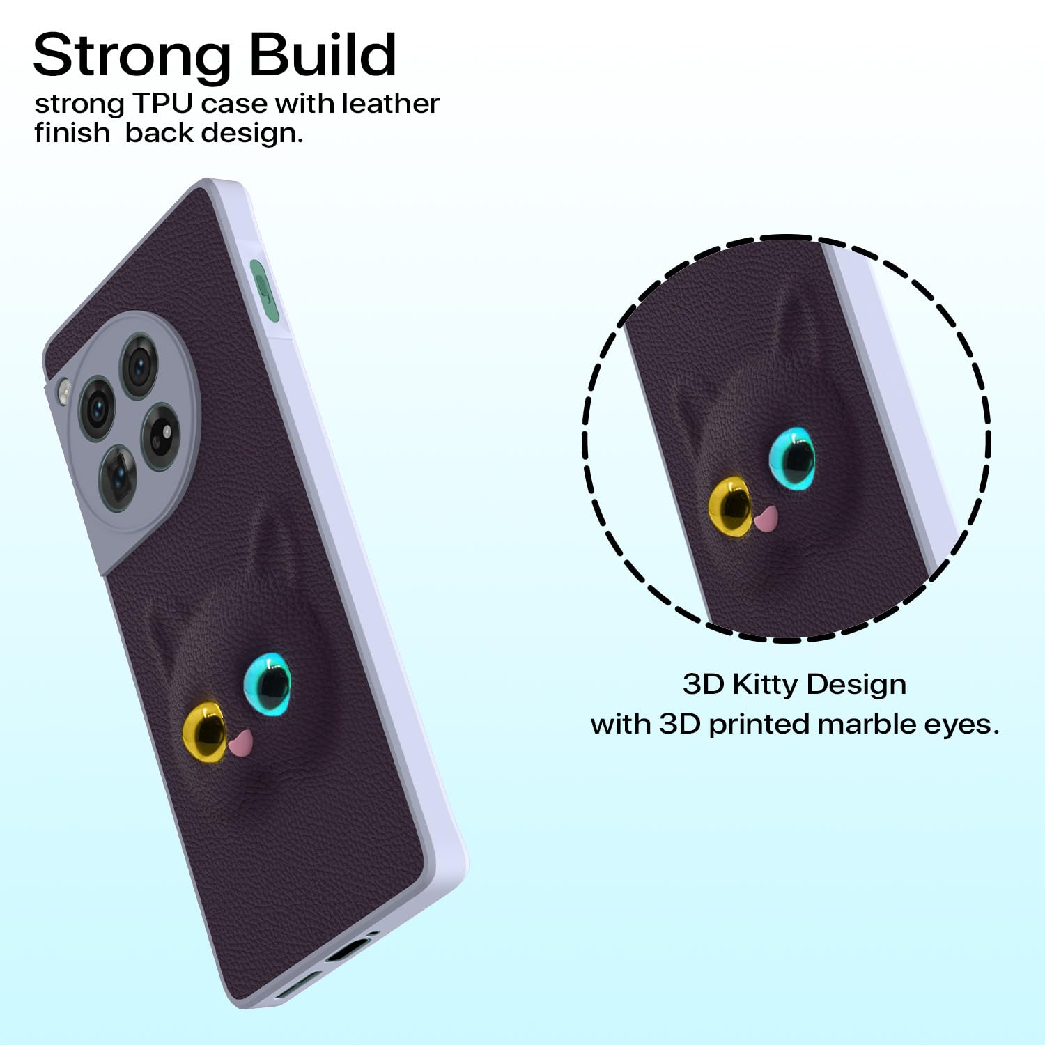 Pikkme OnePlus 12 5G Kitty Back Cover (Purple)