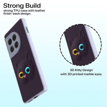 Pikkme OnePlus 12 5G Kitty Back Cover (Purple)