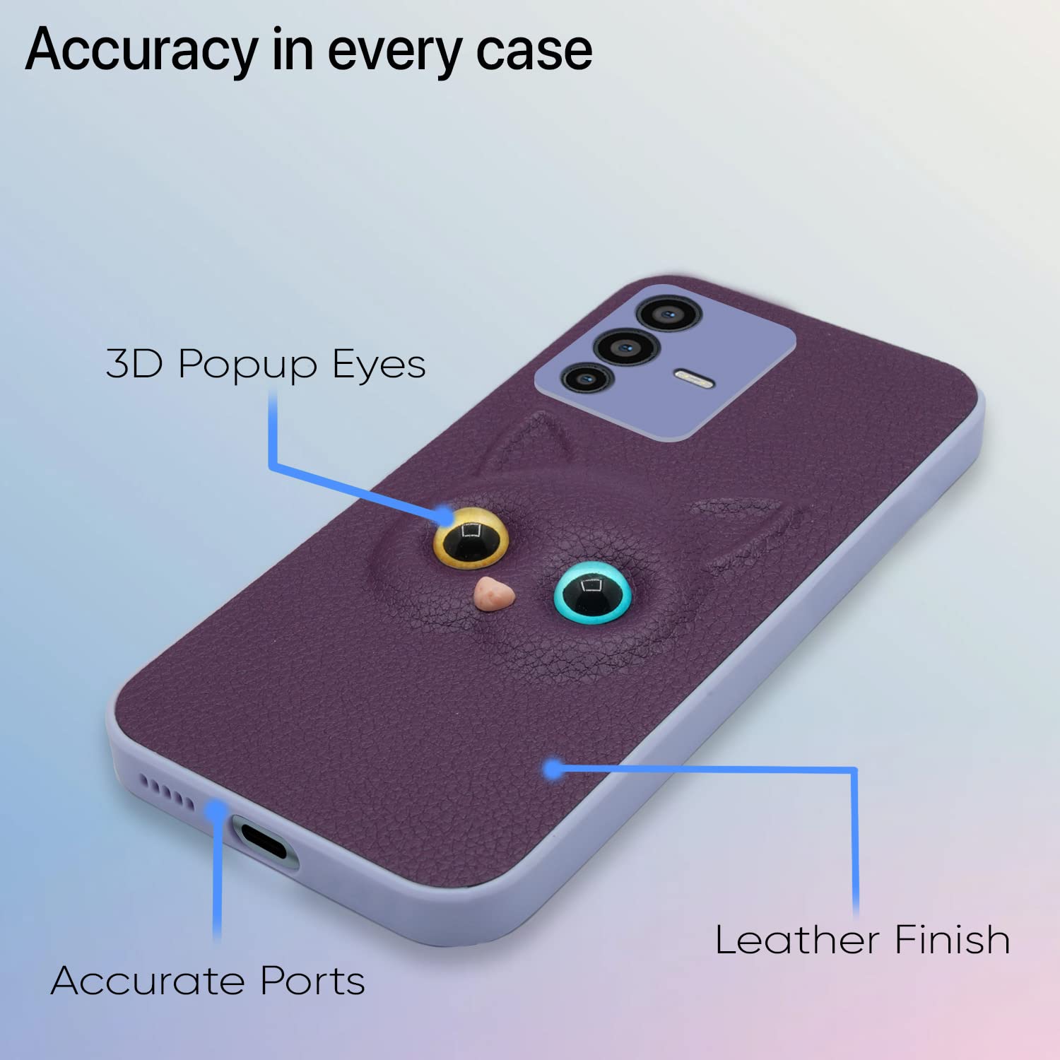 Pikkme Vivo V23 5G Kitty Back Cover (Purple)