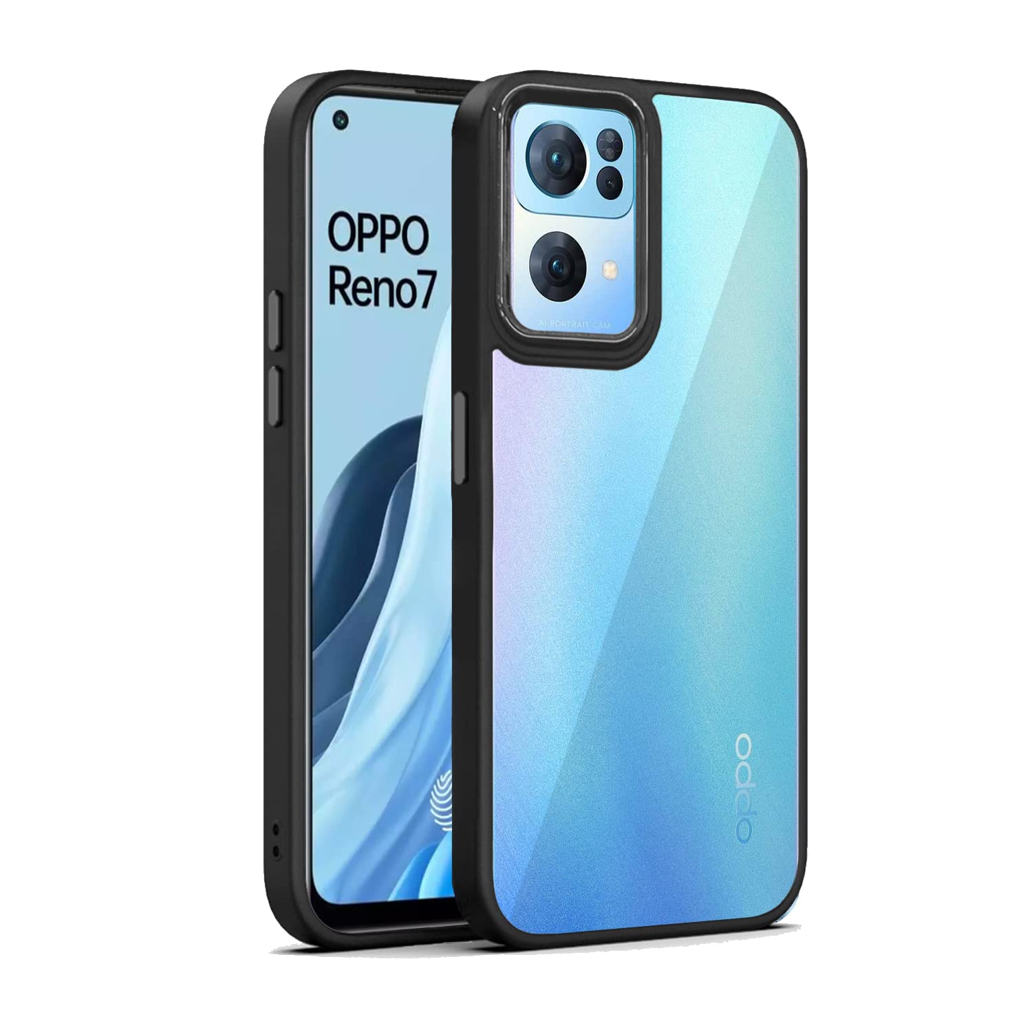 Oppo Reno 7 Pro 5G Oppo Reno 7 Pro 5G Chrome Metal Ring Back Cover -Black