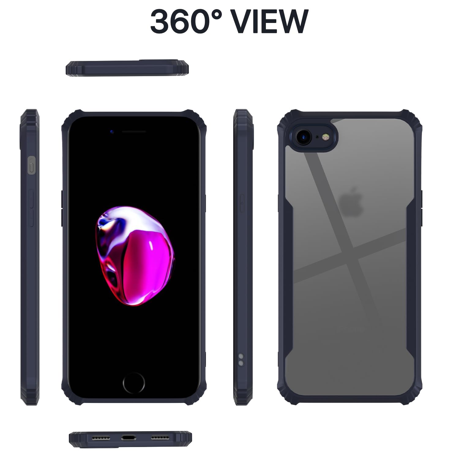 Pikkme iPhone 7/8 Shockproof Eagle Clear Transparent Back Cover (Blue)