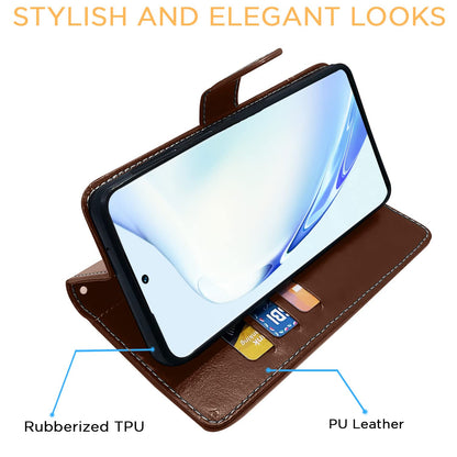 Vivo V27/V27 Pro 5G Magnetic wallet flip cover in brown & coffee by Pikkme – photo 5