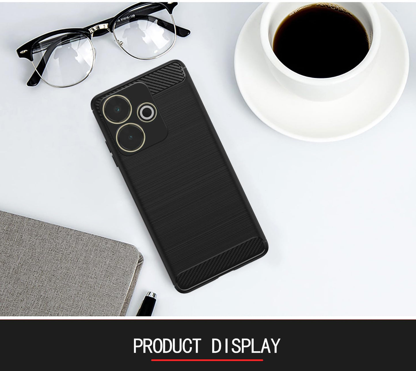 Pikkme  Redmi 13 5G Hybrid Carbon Fibre Back Cover (Black)