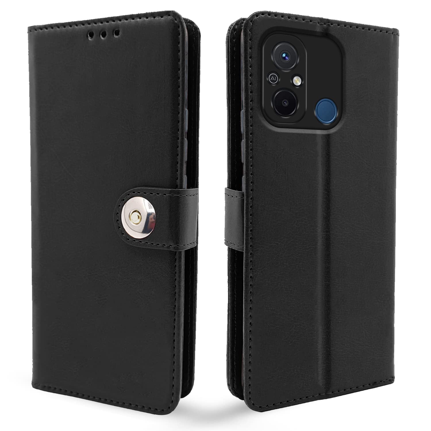 Black Button mobile flip cover for Redmi 12C/Poco C55 – Pikkme