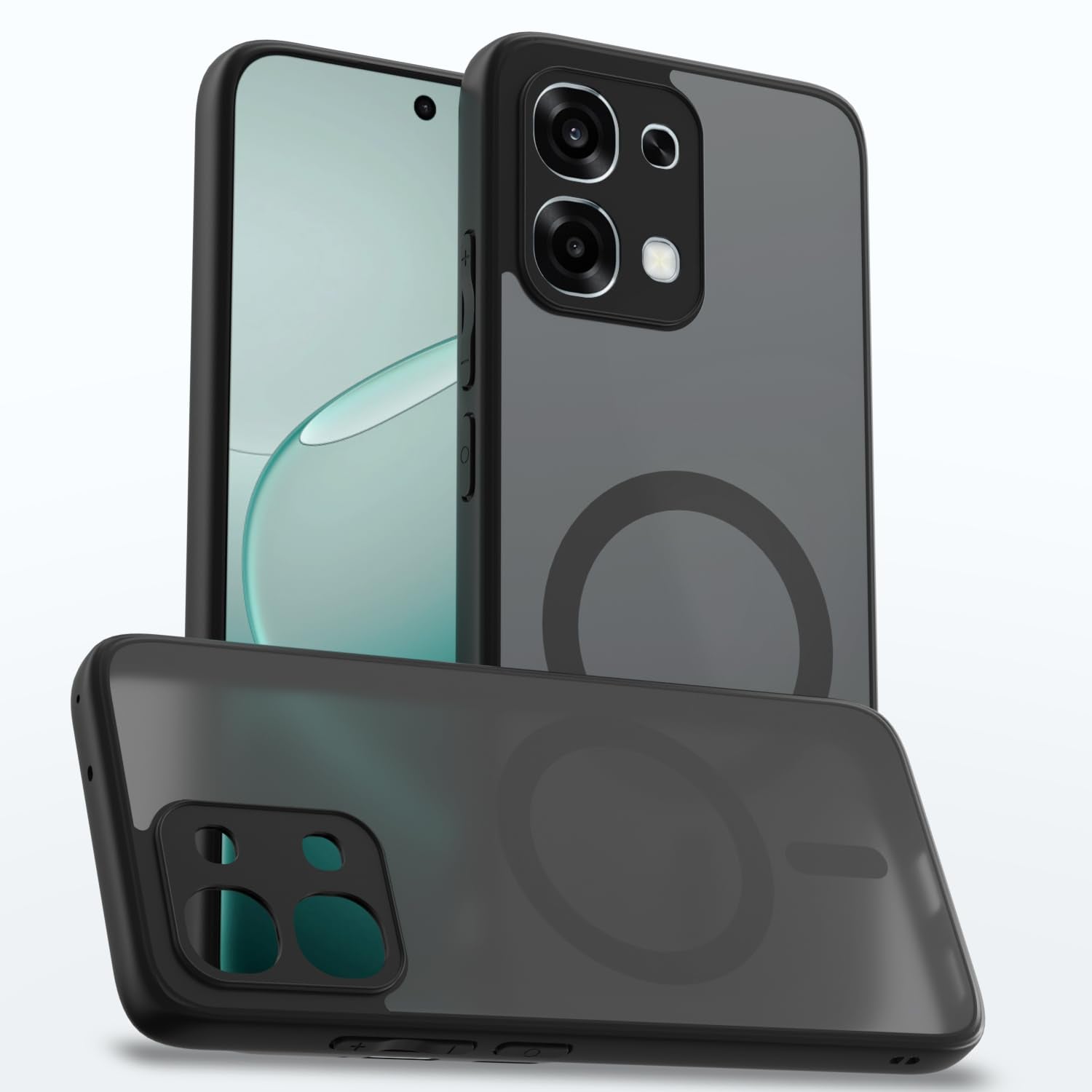 Oppo F31/F33 5G MagSafe mobile back cover in black smoke mag-safe by Pikkme