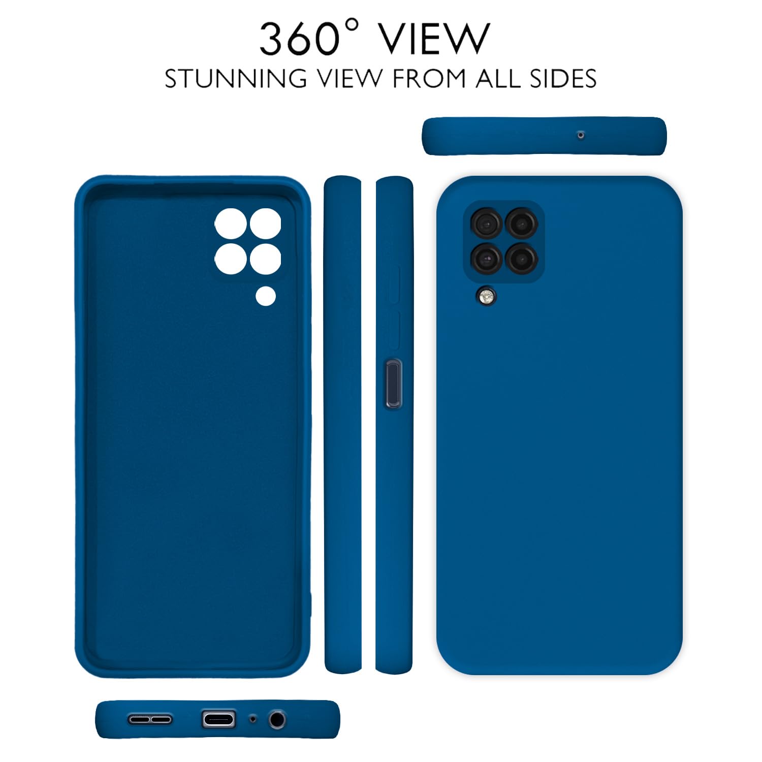 Blue Liquid Silicone mobile back cover for Samsung M32 4G/M32 Prime/F22 4G – Pikkme – photo 3