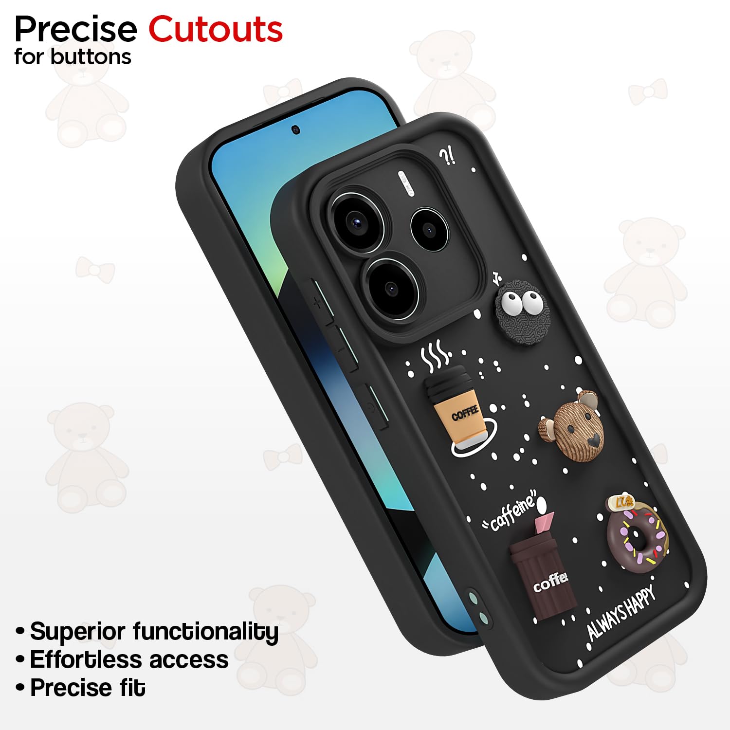 Pikkme Redmi Note 14 5G/3D Silicone black phone cover – photo 6