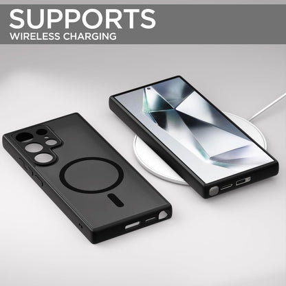 Pikkme Samsung Galaxy S24 Ultra 5G Eagle 2 Mag-Safe Smoke Shockproof Hard Transparent Back Cover (Black)