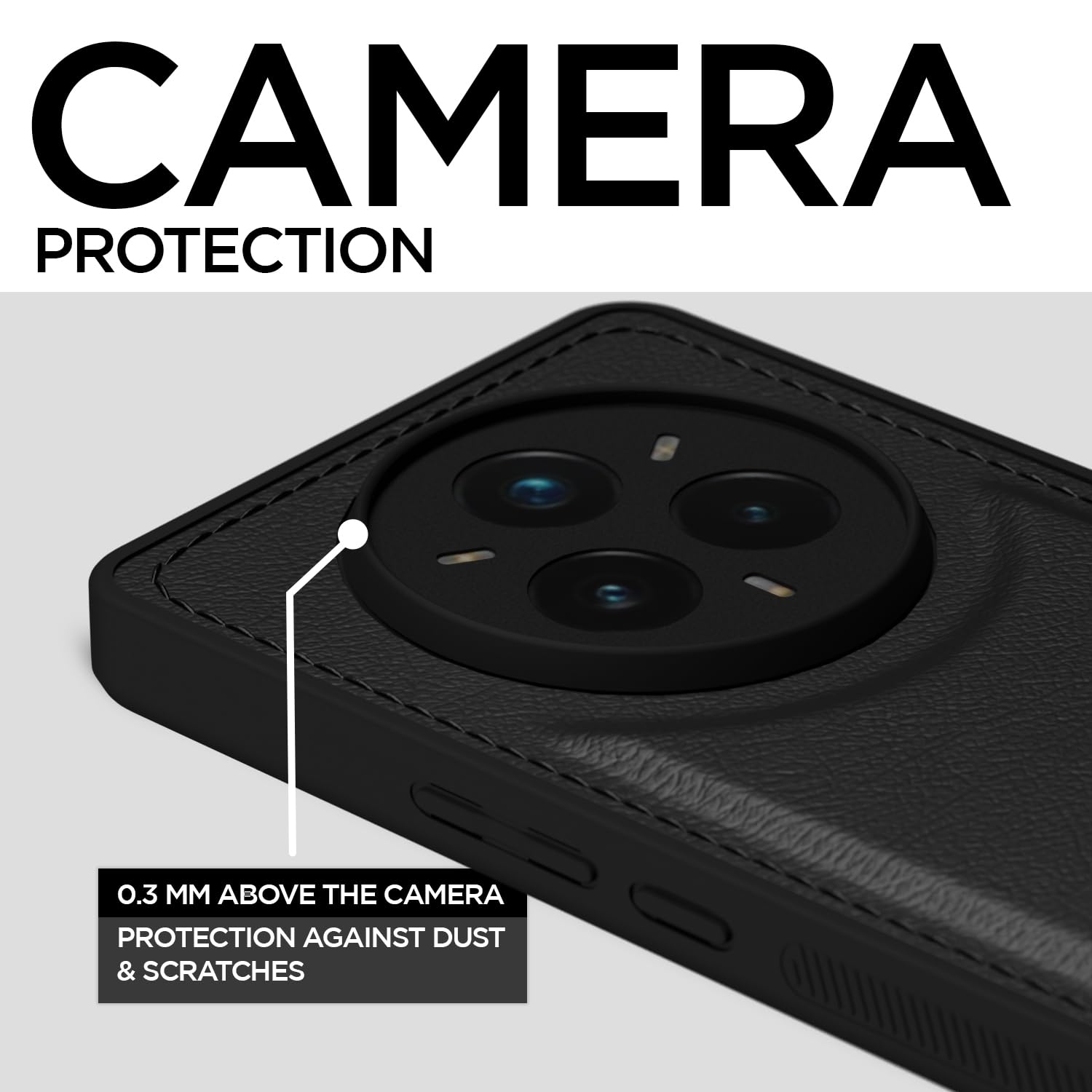 Pikkme Realme 14 Pro Plus 5G Leatherback Back Case (Black)