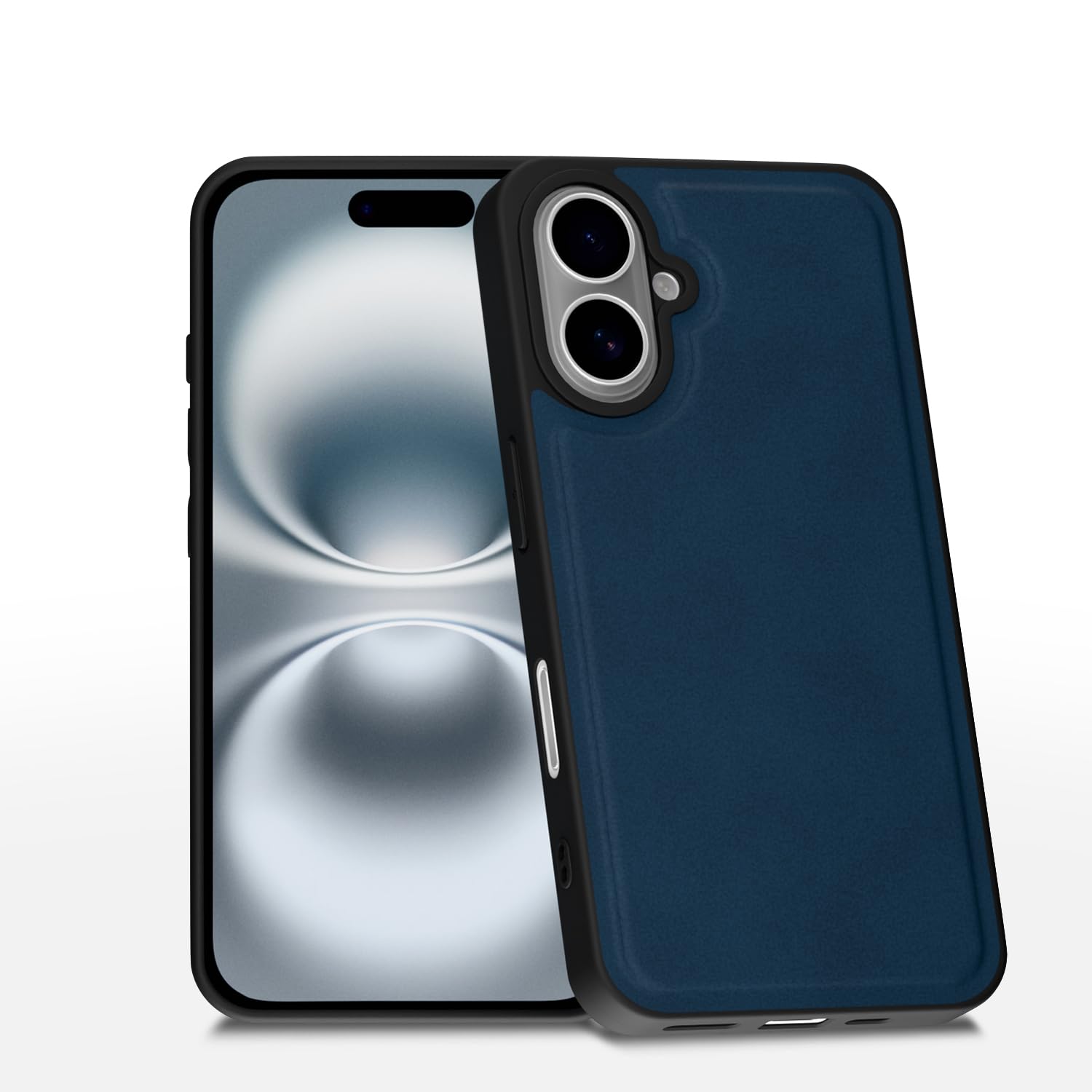 iPhone 16 Leather back cover in blue by Pikkme
