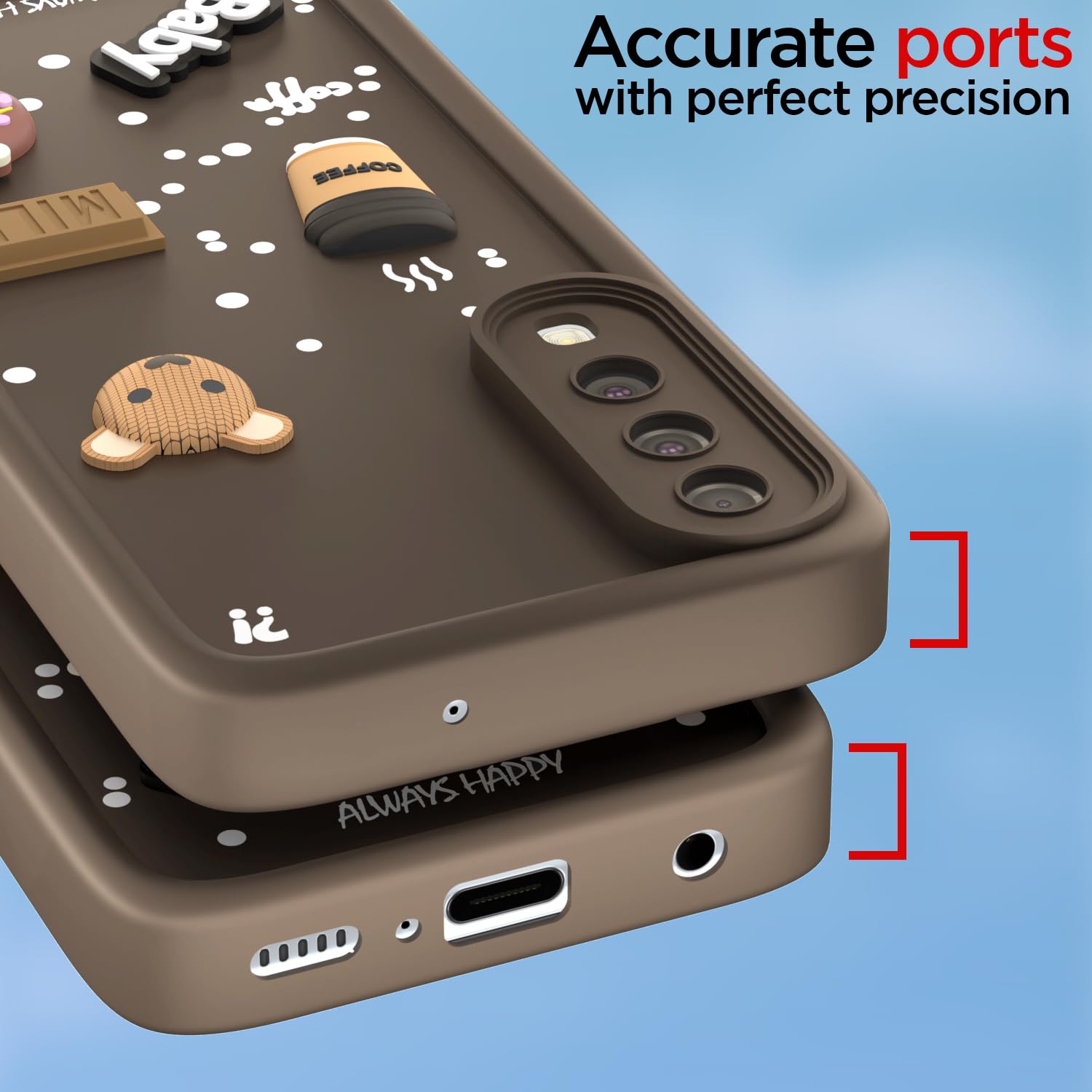 Pikkme Samsung Galaxy A50 / A50s / A30s Cute Fun Cartoon 3D Bear Coffee Back Cover (Brown)