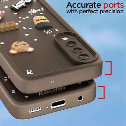 Pikkme Samsung Galaxy A50 / A50s / A30s Cute Fun Cartoon 3D Bear Coffee Back Cover (Brown)