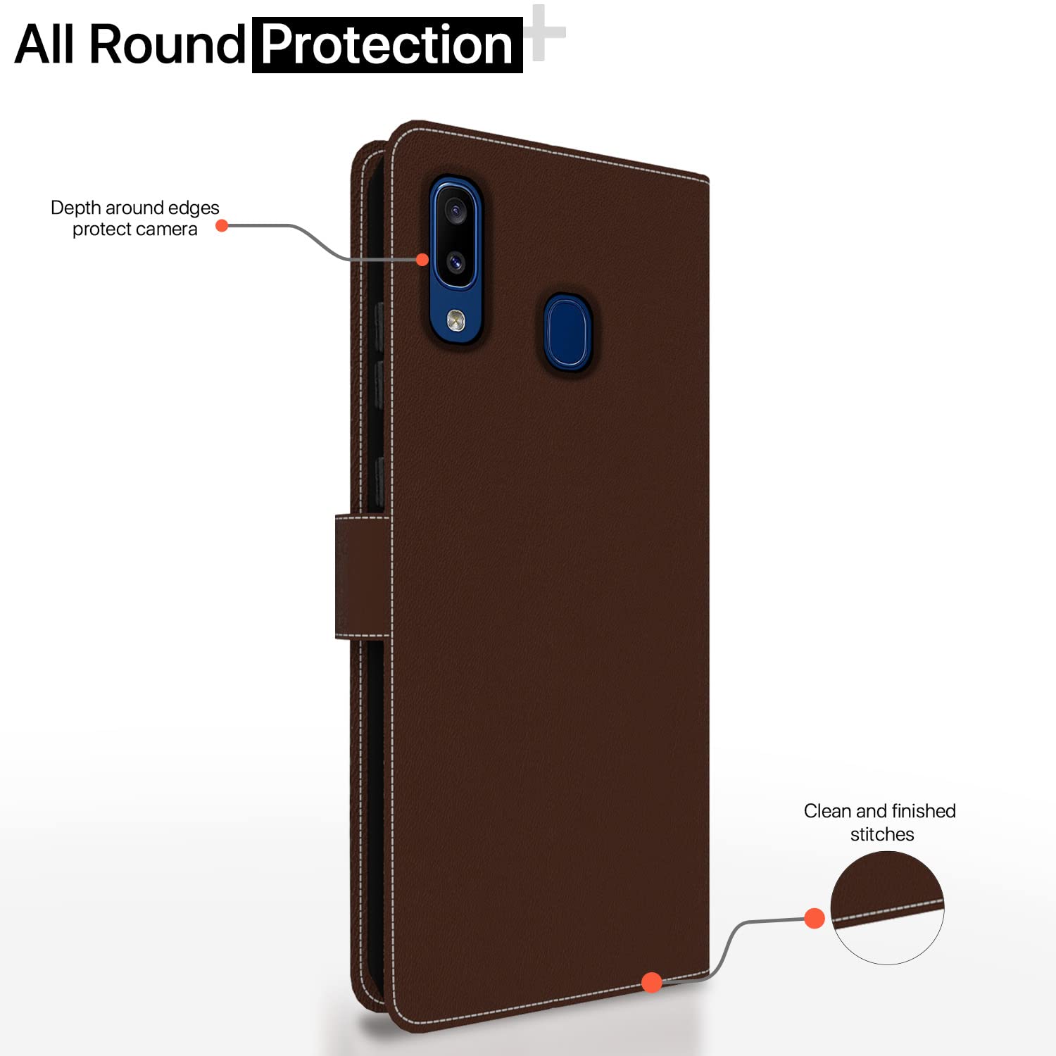 Pikkme brown & coffee wallet flip cover for Samsung A30/A20/M10s – photo 4