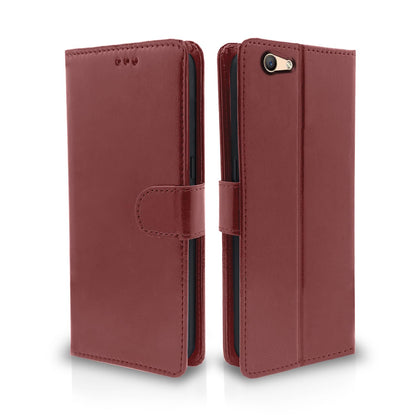 Oppo F1s Wallet mobile flip cover in brown by Pikkme