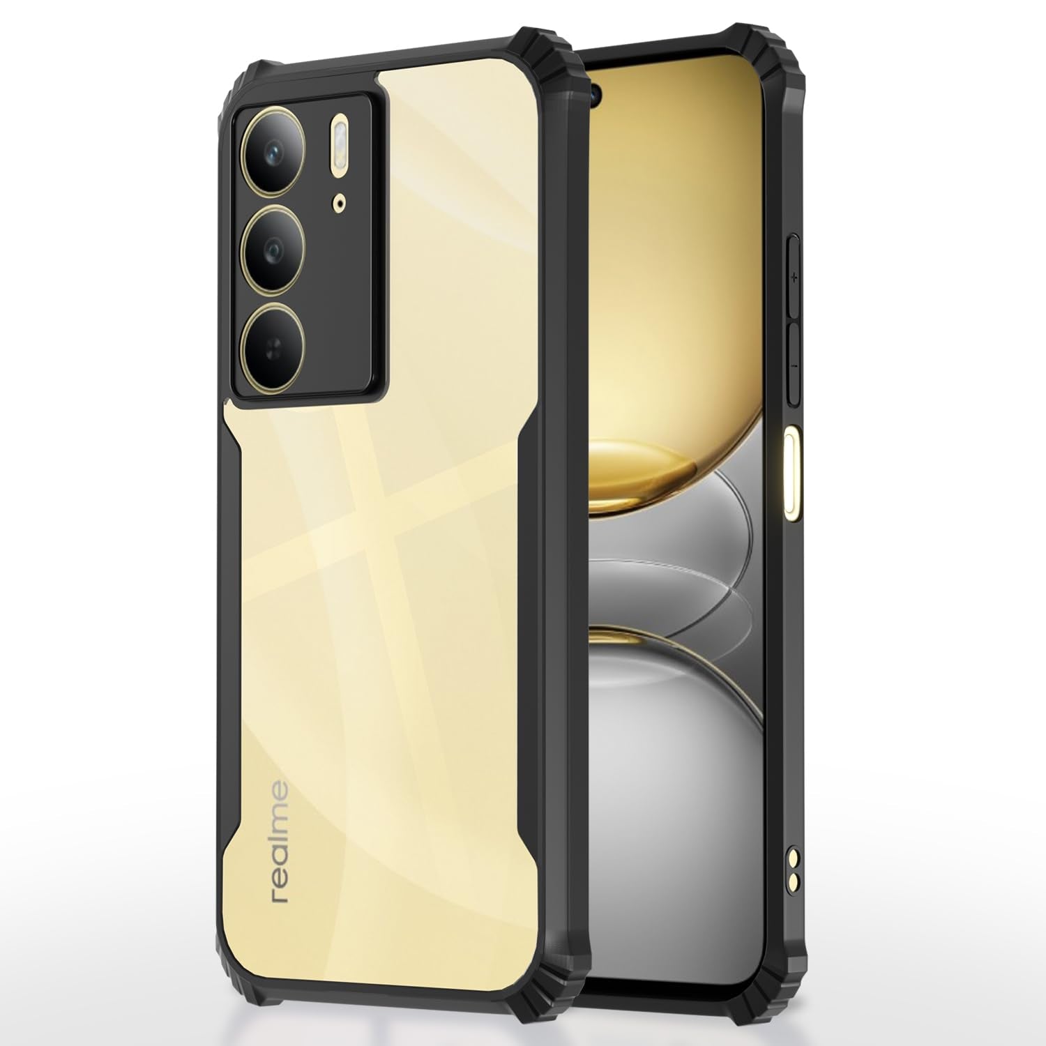 Pikkme black Clear mobile cover for Realme C75