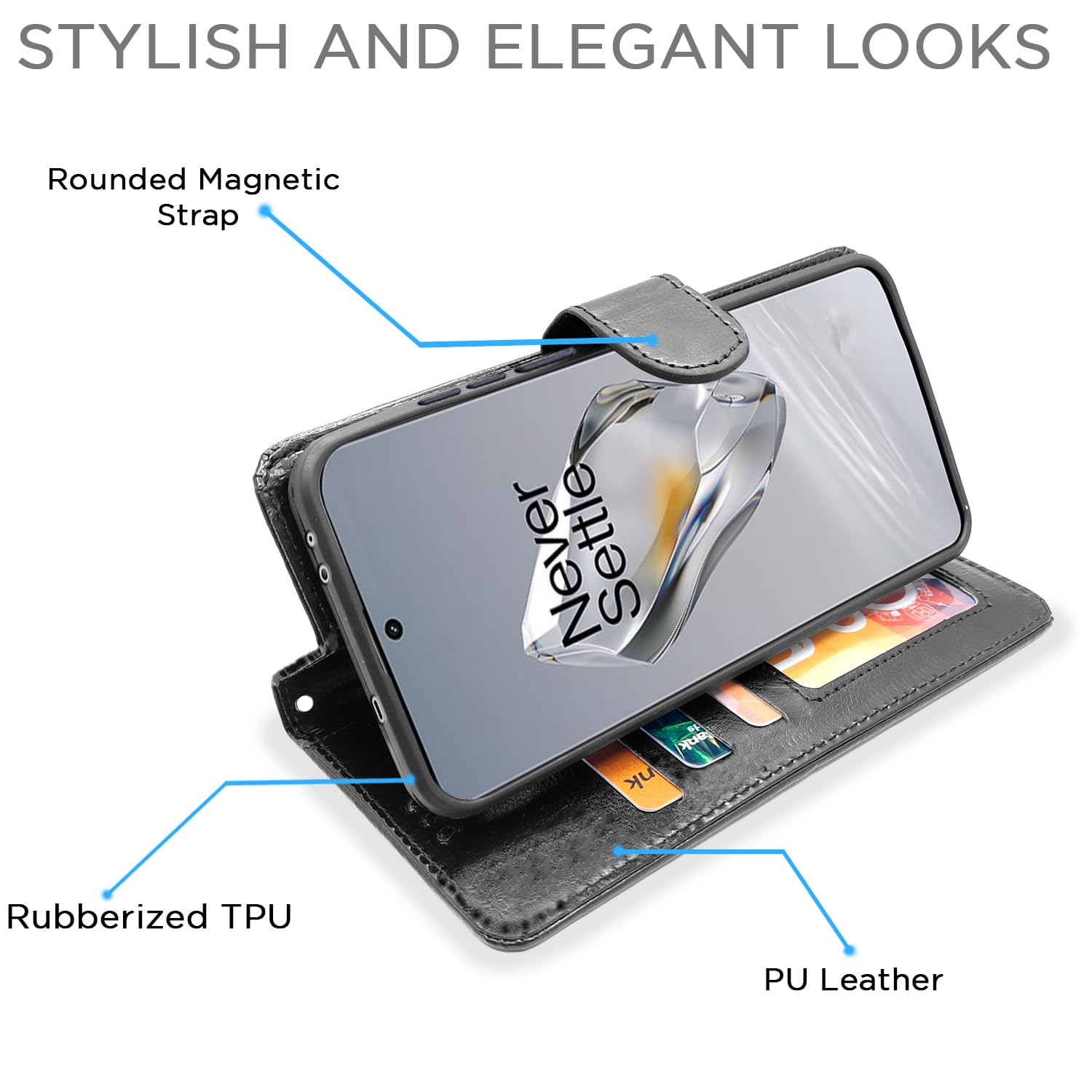 Pikkme OnePlus 12 5G black wallet flip cover – photo 3