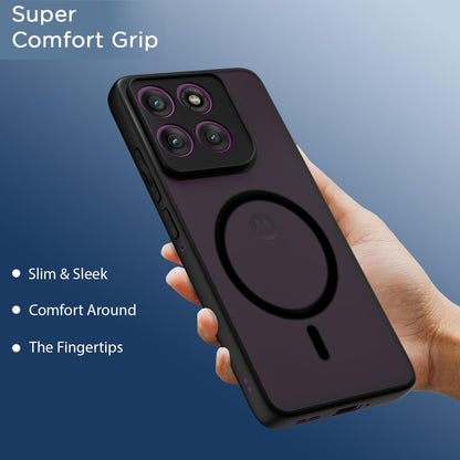Pikkme Motorola Moto Edge 60 Pro 5G Eagle 2 Mag-Safe Smoke Shockproof Hard Transparent Back Cover (Black)