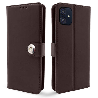Pikkme button coffee wallet flip cover for Samsung M04/F04/A04e