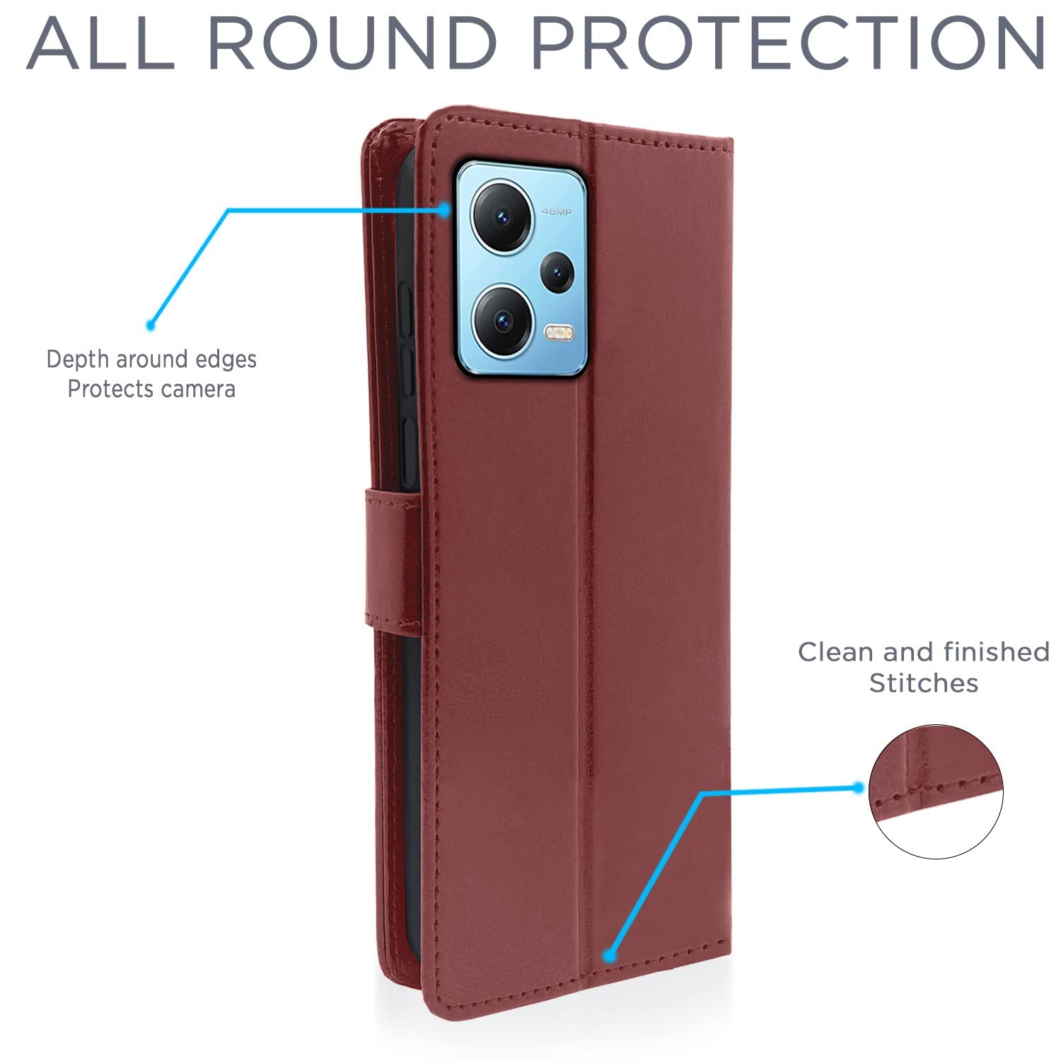 Pikkme brown Wallet mobile flip cover for Poco X5/Redmi Note 12 5G – photo 4