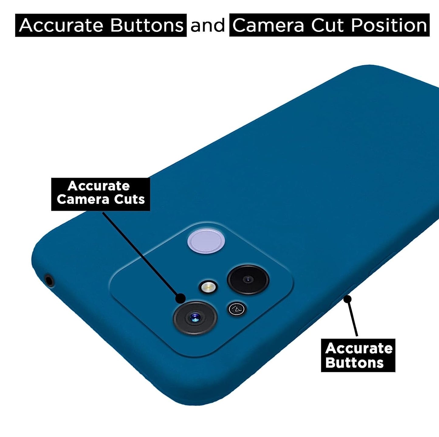 Pikkme Redmi 12C Soft Silicone Case with Camera Bumper Protection | Blue