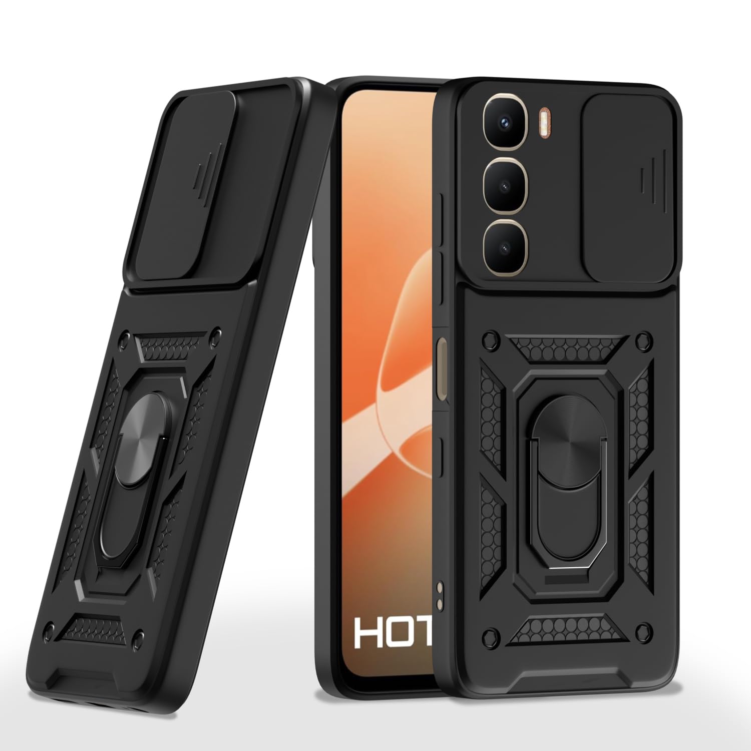 Pikkme black D10 Camera Shield phone cover for Infinix Hot 60 5G/360