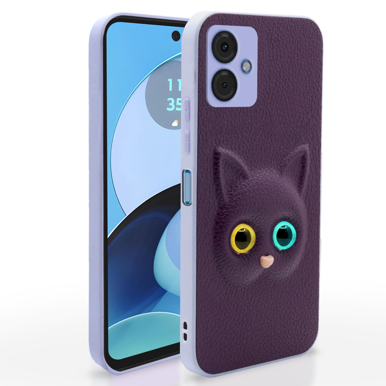 Moto G14 Cat mobile cover in purple by Pikkme