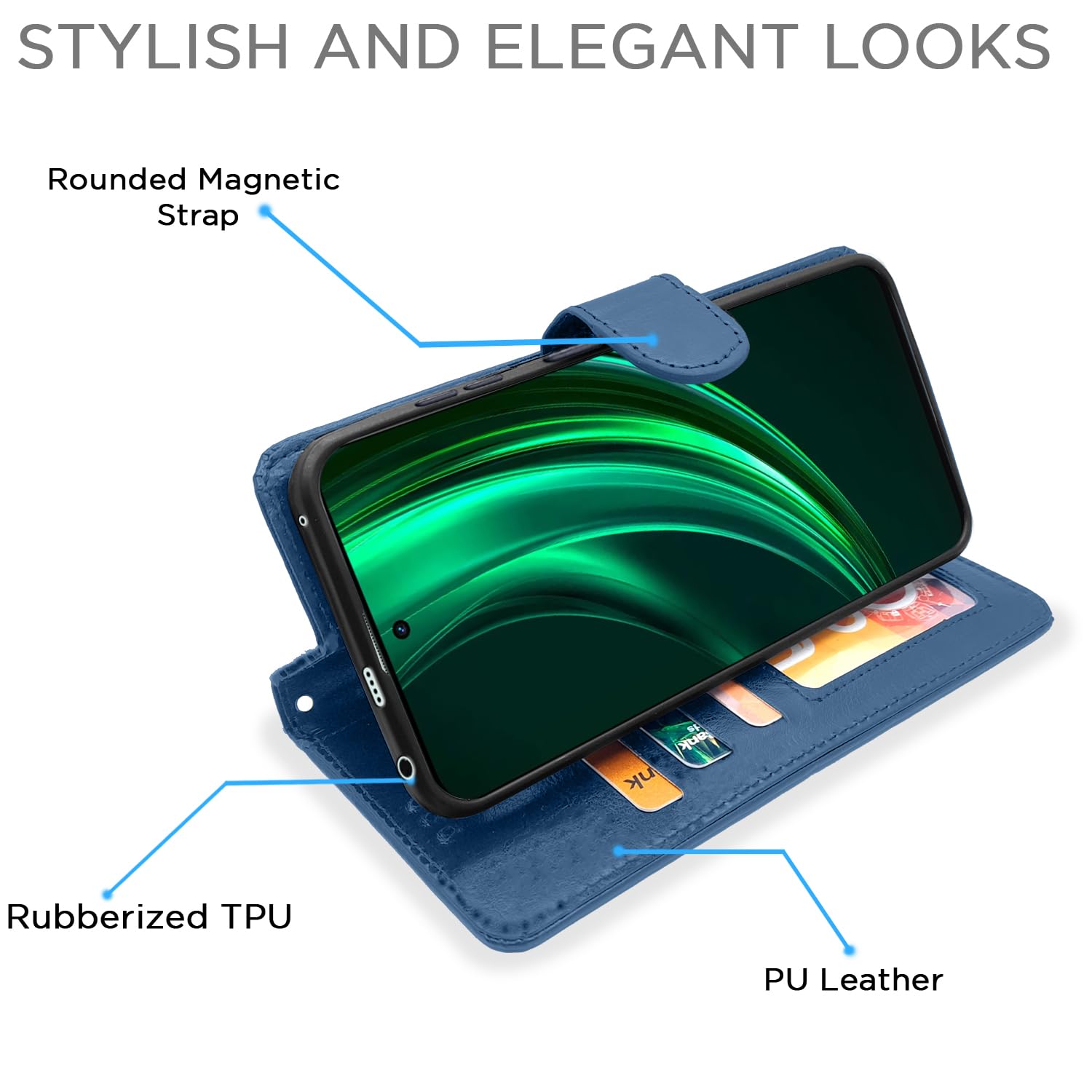 Pikkme Realme 13 Plus 5G Vintage Flip Cover (Blue)