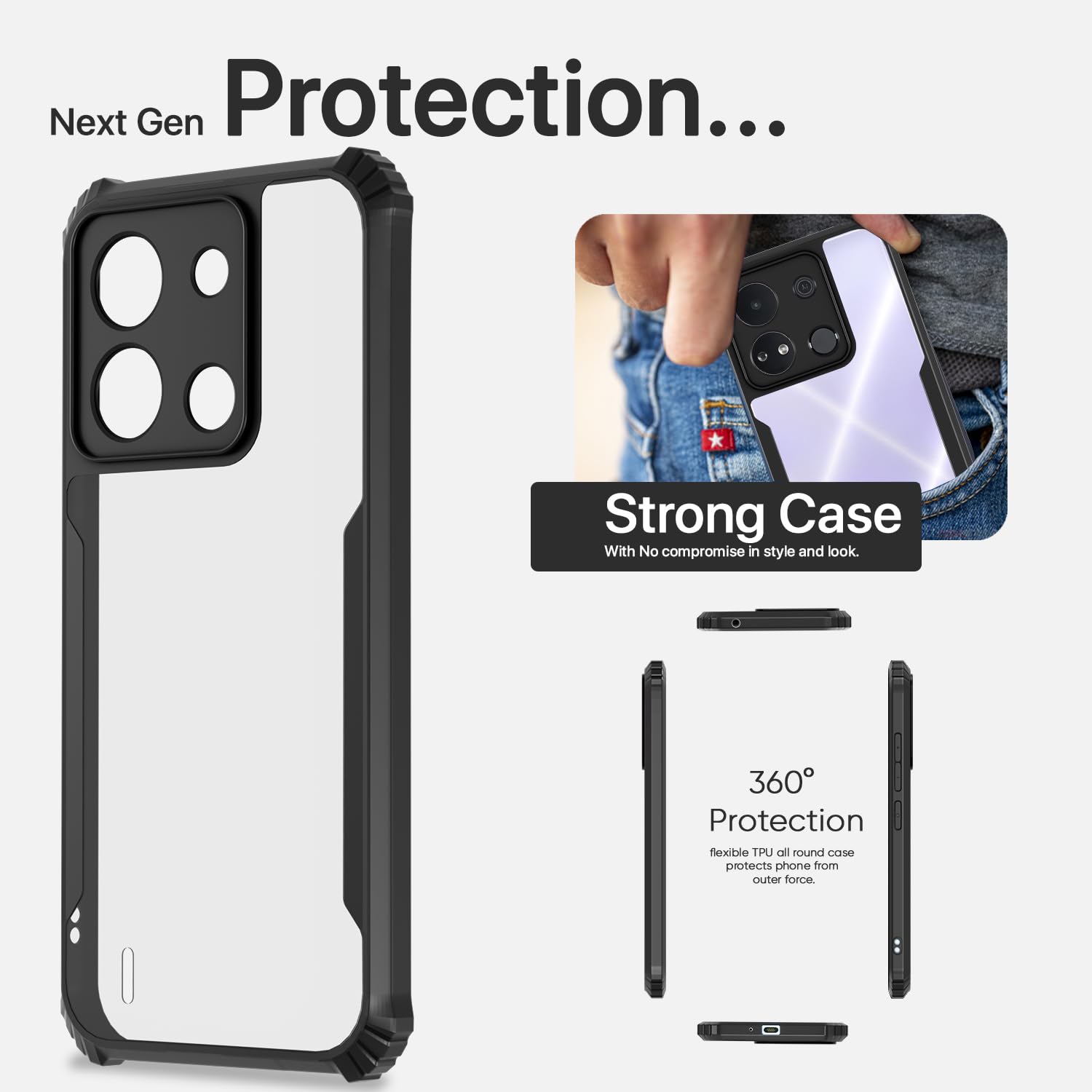 Itel A04 Clear phone cover in black by Pikkme – photo 7