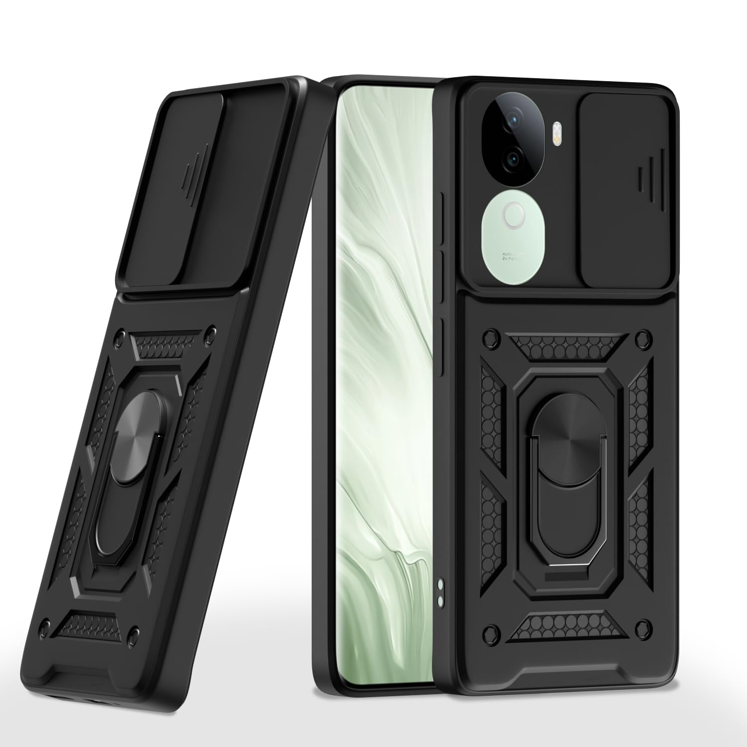 Pikkme black D10 Camera Shield phone cover for Vivo V40e 5G/iQOO Z9s 5G/360