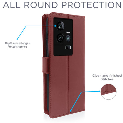 iQOO 11 5G Wallet flip cover in brown by Pikkme – photo 4