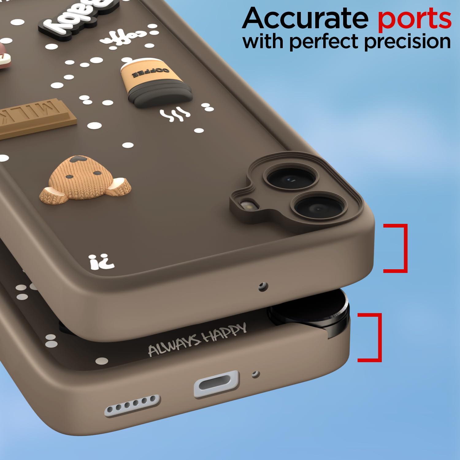 Pikkme CMF by Nothing Phone 1 Cute Fun Cartoon 3D Bear Coffee Back Cover (Brown)