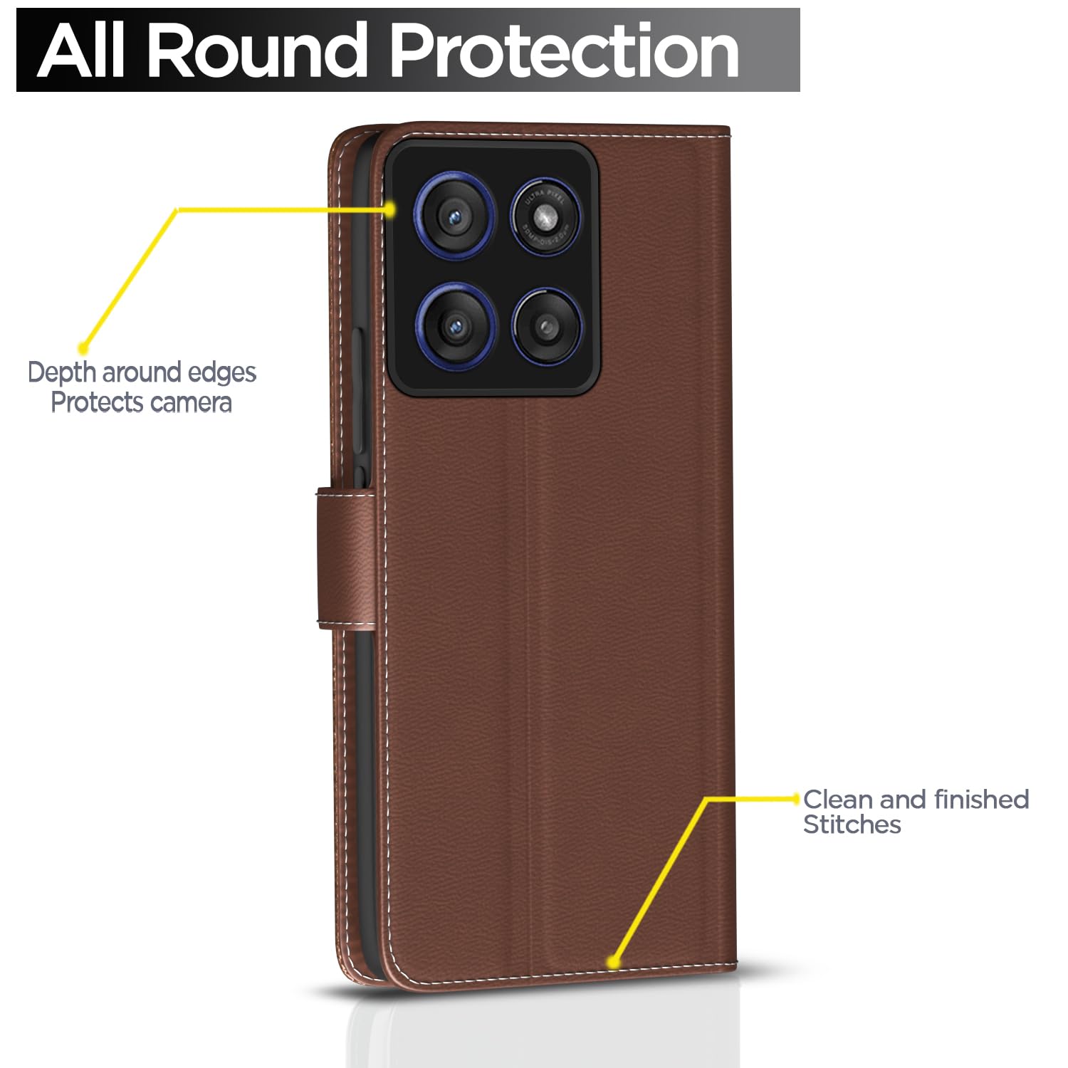 Moto Edge 60 Pro 5G Wallet flip case in tan by Pikkme – photo 4