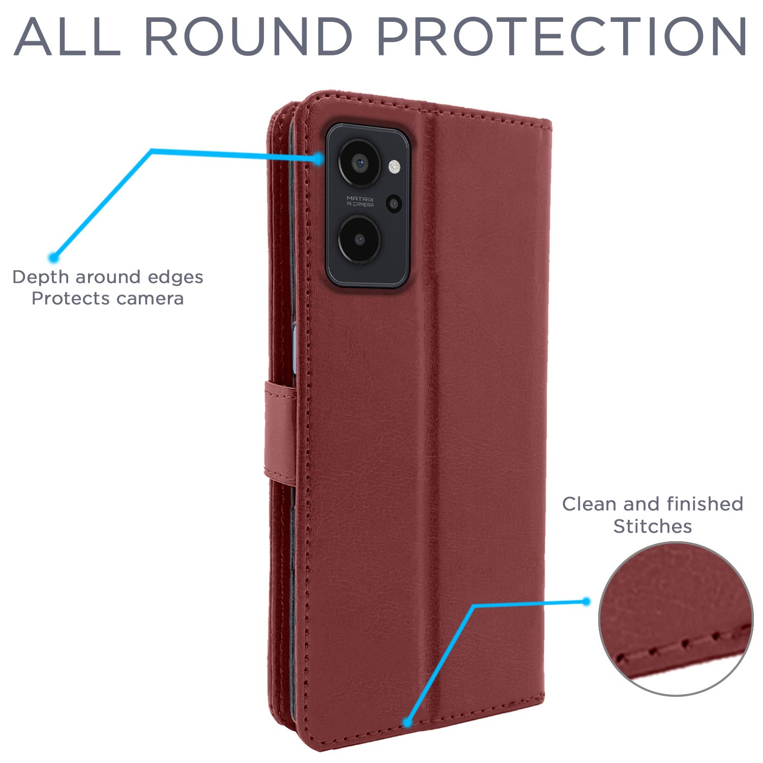 Pikkme Realme 9i Vintage Flip Cover | Brown