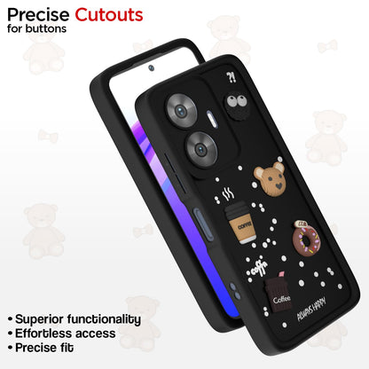 Pikkme Realme Narzo N55 / Realme C55 Cute Fun Cartoon 3D Bear Coffee Back Cover (Black)