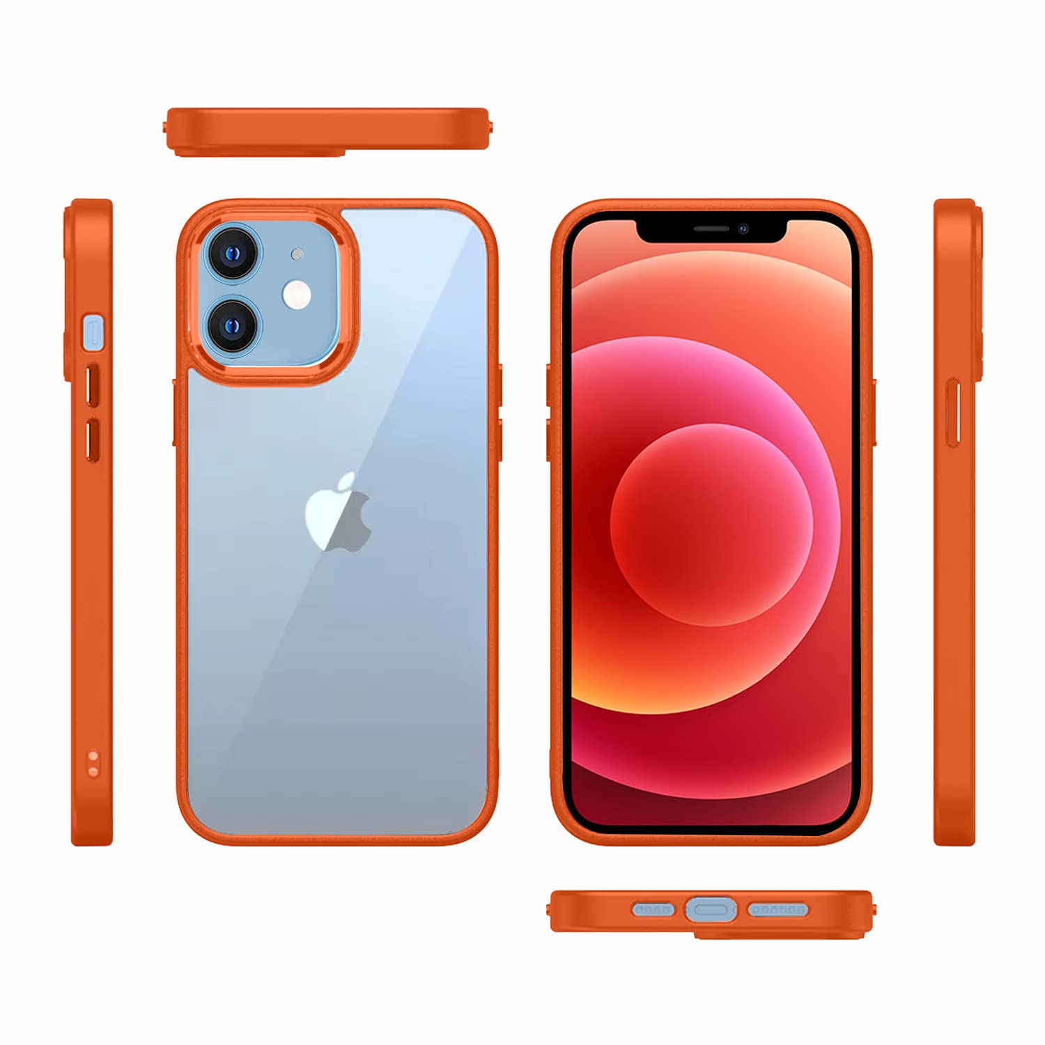 Pikkme iPhone 12/12 pro Electroplated Crome Metal Ring Back Cover (Orange)