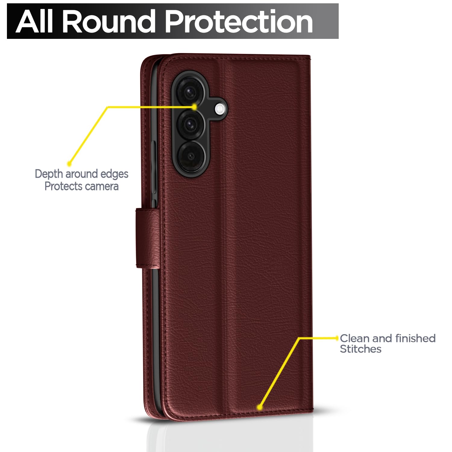 Pikkme brown Wallet flip case for Samsung A56 5G – photo 4