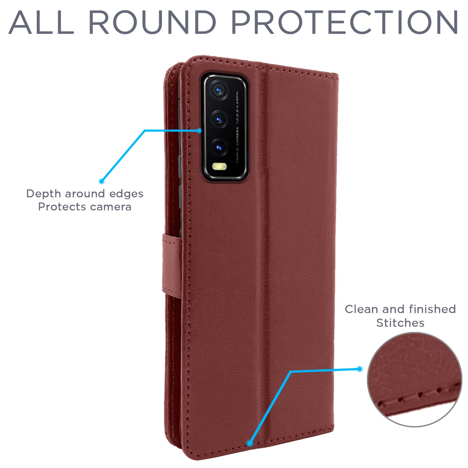 Pikkme Vivo Y12s / Y20 / Y20i / Y20G  Vintage Flip Cover | Brown