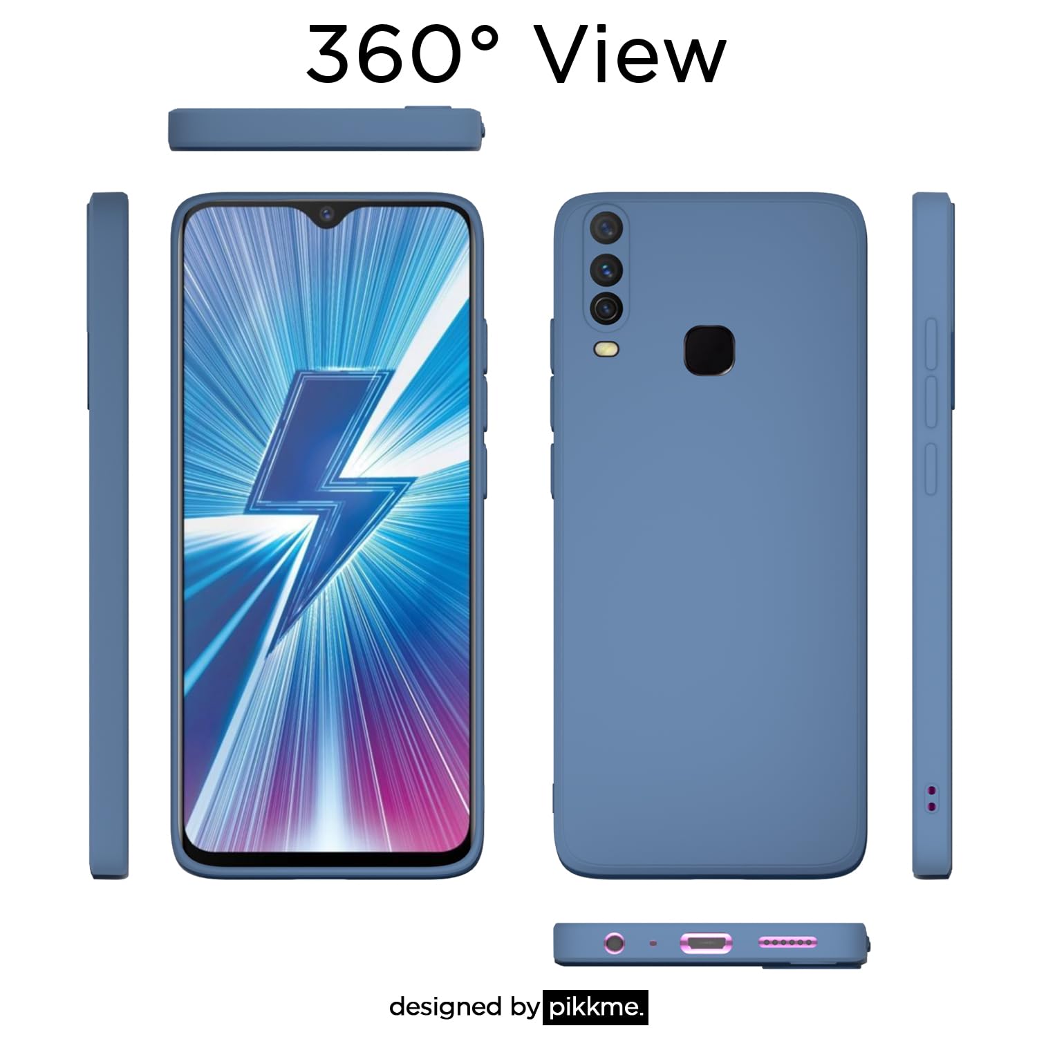 Pikkme Vivo Y12 / Y15 / Y17  Soft Matte Silicone Shockproof Case (Aqua Blue)