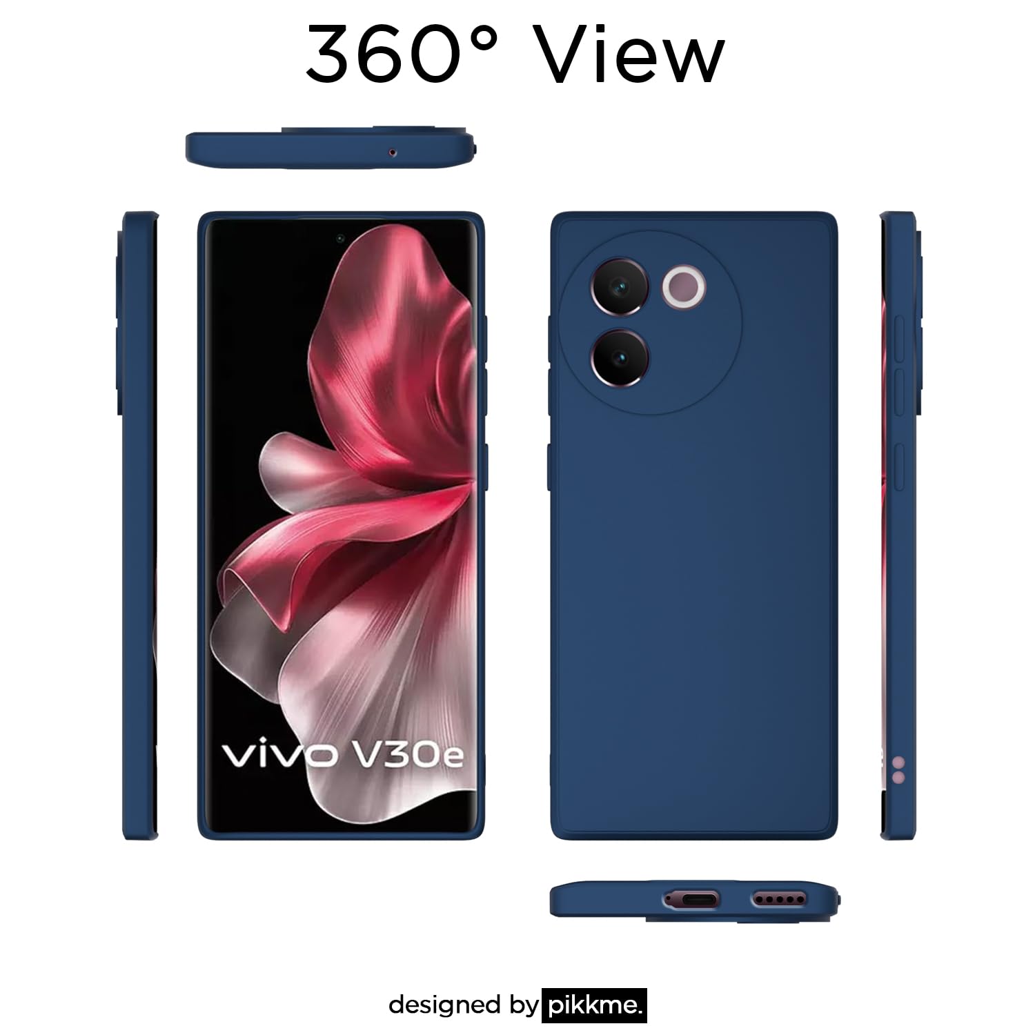 Pikkme Vivo V30e 5G Soft Matte Silicone Shockproof Case | Blue