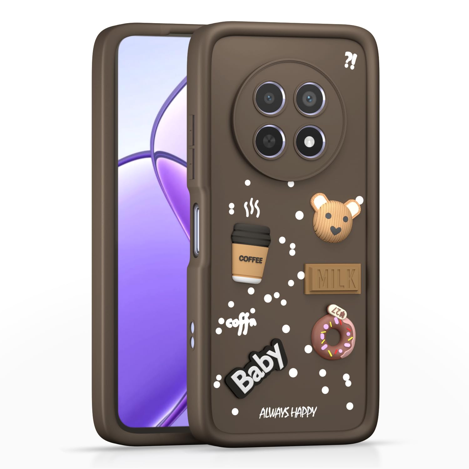Realme Narzo 70x 5G/N65/13/12/12X 5G/C65 mobile back cover in brown by Pikkme