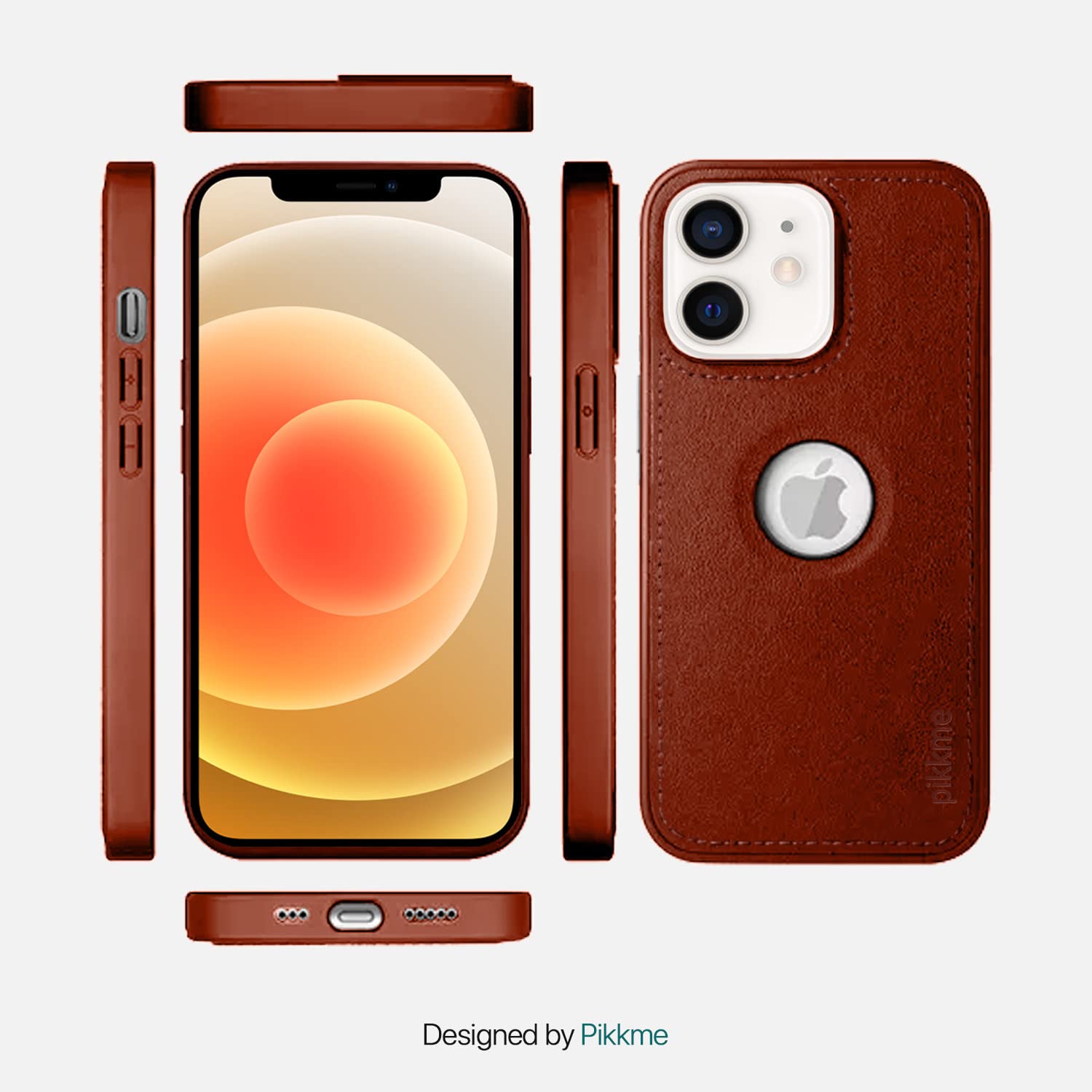Pikkme iPhone 12 Luxe Series | Velvet Cloth Inside PU Leather Back Case (Brown)