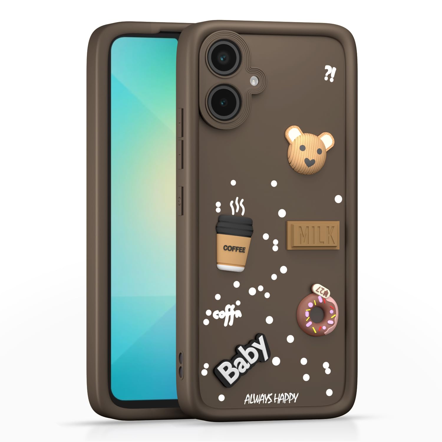 Pikkme Samsung Galaxy M05 / A05 / F05 Cute Fun Cartoon 3D Bear Coffee Back Cover (Brown)