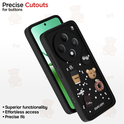 Pikkme Oppo F27 5G Cute Fun Cartoon 3D Bear Coffee Back Cover (Black)