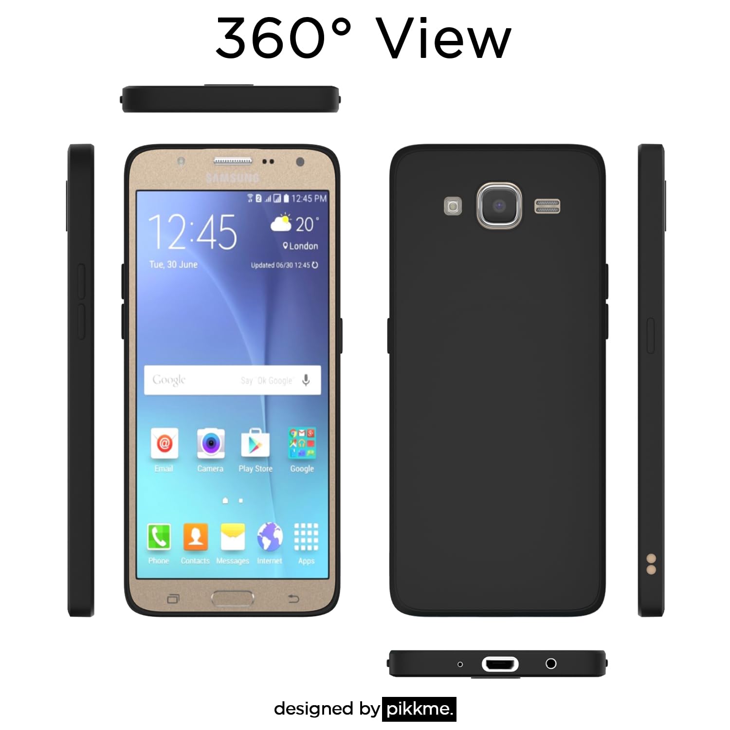 Pikkme Samsung Galaxy J7 2015 / J7 / J7 Nxt Soft Matte Silicone Shockproof Case (Black)
