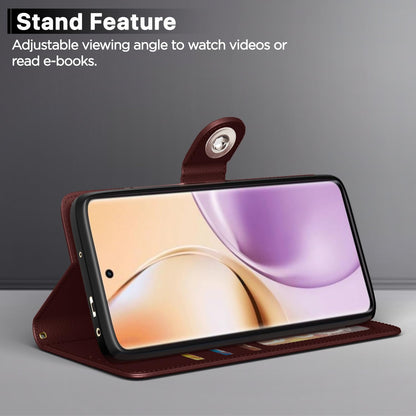 Pikkme Realme 14 Pro 5G Button brown mobile flip cover – photo 3
