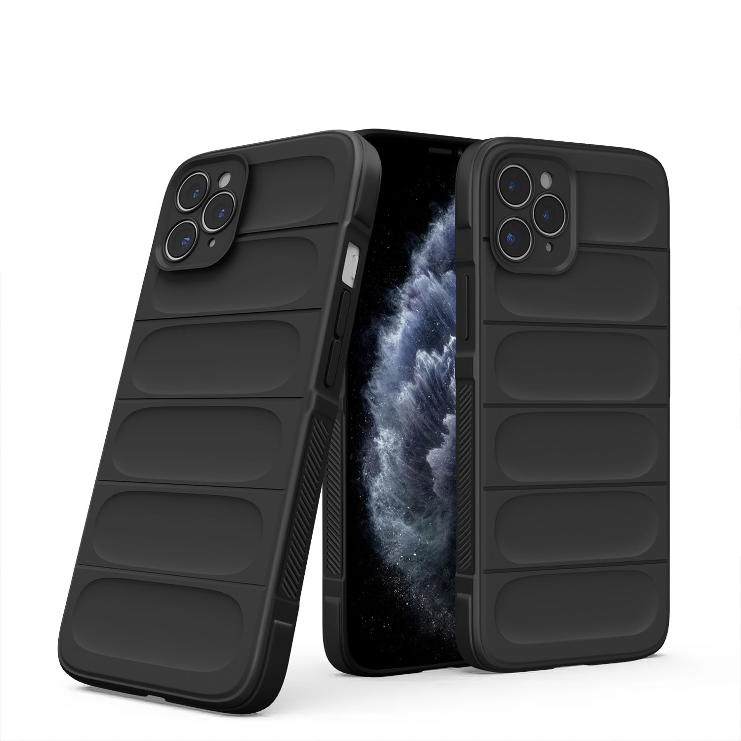 Pikkme iPhone 11 Pro ZigZag Soft matte Liquid Silicone Back Cover (Black)