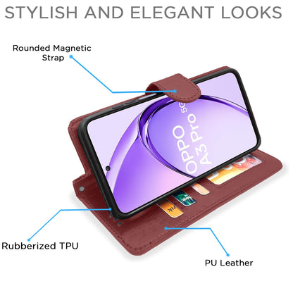 Brown Wallet mobile flip cover for Oppo A3 Pro 5G – Pikkme – photo 3
