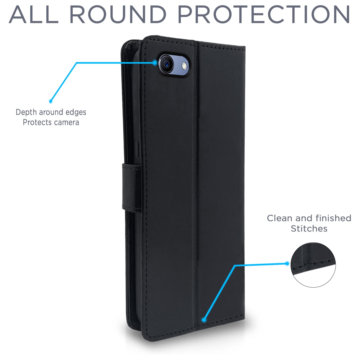 Pikkme Realme 1 Vintage Flip Cover (Black)